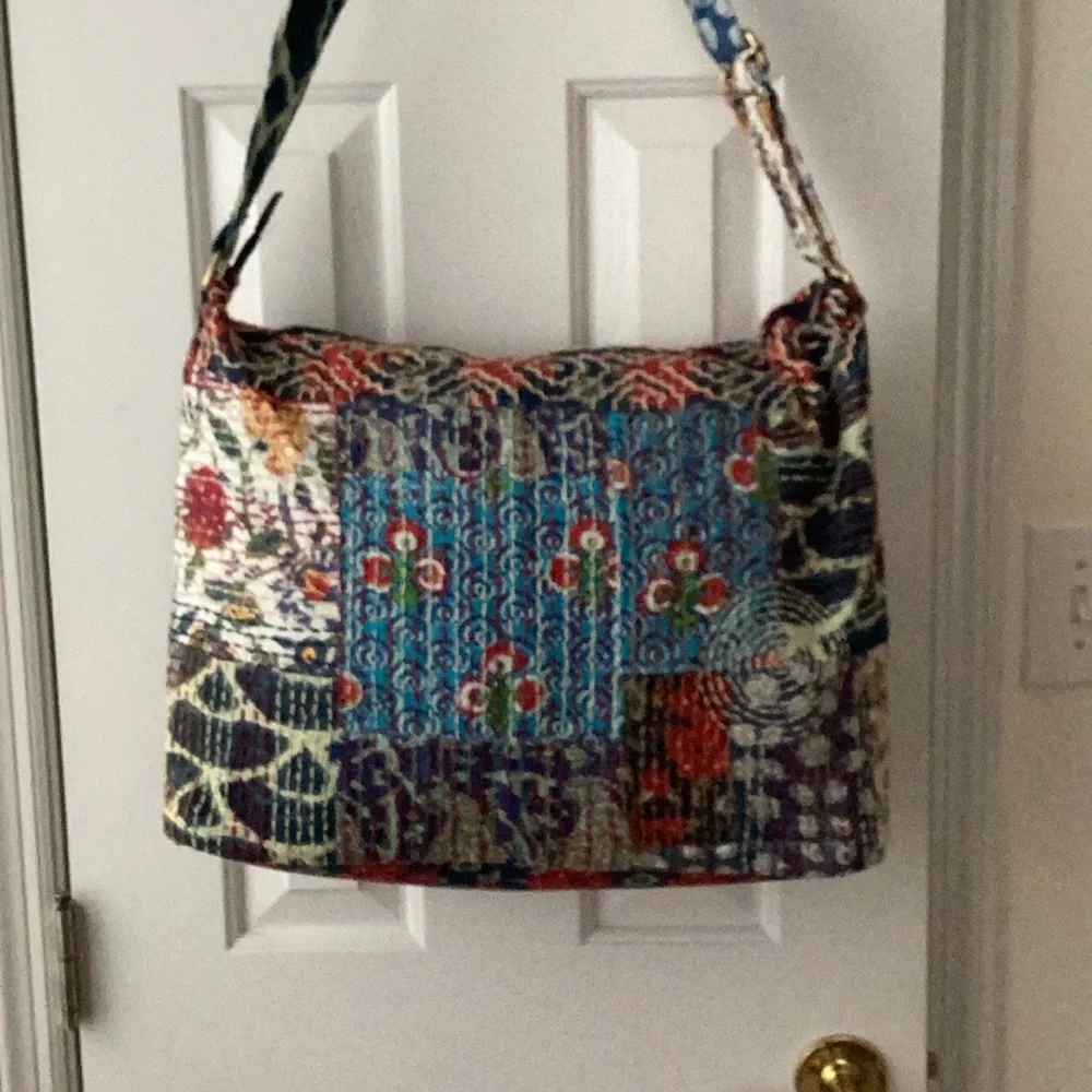Ruggine handmade shoulder crossbody boho bag duffle purse patchwork look kantha